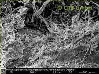 SEM-picture of chrysotile asbestos in night storage heaters