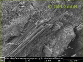 SEM-picture of amphibole asbestos, amosite in Promabest