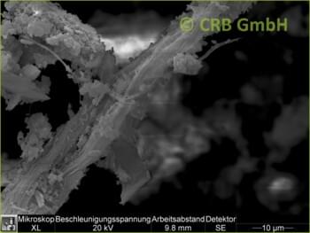 SEM-picture of chrysotile asbestos in magnesite-floor, xylolite