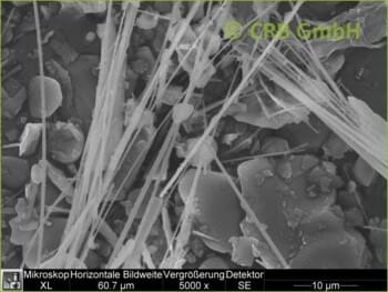 SEM-picture of amphibole asbestos, tremolite in magnesite-floor, xylolite