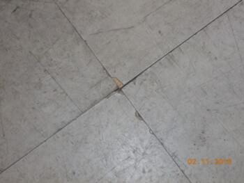 Asbesthaus - Fundstelle: Ein- und 2-schichtige asbesthaltige Bodenbeläge wie Floor-Flex Platten, Linoleum + dunkle, bituminöse Kleber | © 2019, CRB Analyse Service GmbH